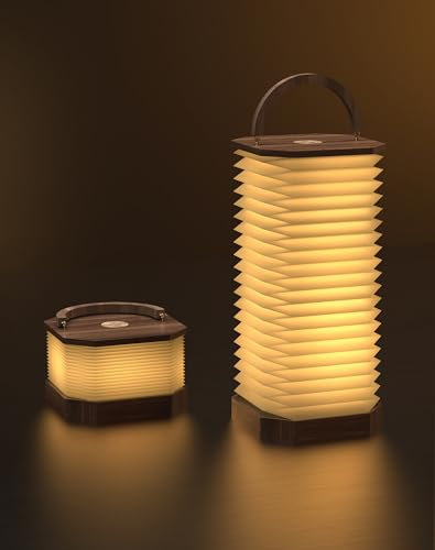 ZBOLE Bedside Table Lamp for Bedroom, Vertical Accordion Lamp with Handle, Nightstand Warm Light with Adjustable Height & Brightness, Study Reading Light for Living Room, College Dorm, Home, Office