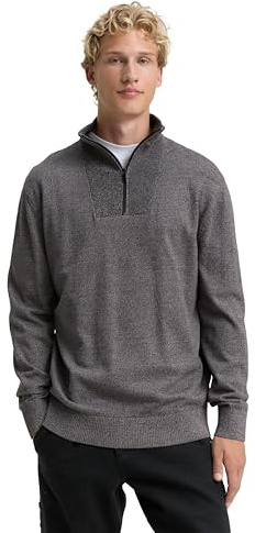 Tom Tailor Denim Herren 1047962 Troyer Strickpullover aus Baumwolle