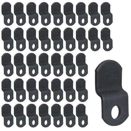 Mewutal 40pcs 1/8 Depth Flat Offset Canvas Clips Black Metal Photo Frame Clips with Screws Z Shape Mirror Clamps Heavy Duty Offset Mirror Clips for Picture Framing