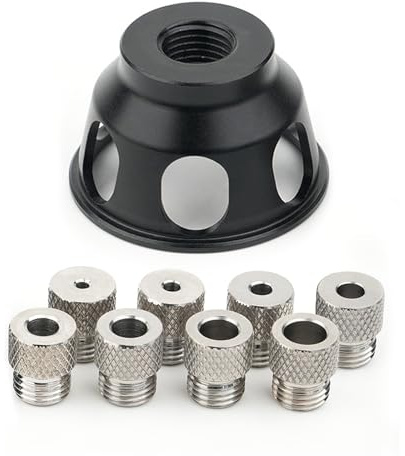 Holzbearbeitungs Bohrhilfe, Vertikale Bohrlocher Locator mit 3/4/5/6/7/8/9/10mm Bohrbuchsen, Aluminiumlegierung Bohrschablone Zentrierwerkzeug Bohrerführung