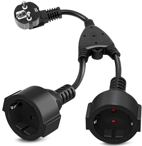 Doppelstecker für Steckdose Steckdosenadapter 2fach 4000W Verlängerungskabel Schuko Steckdosen Mehrfachsteckdose Doppelsteckdose Steckdose mit Flexible Kable für Haus Büro Küche