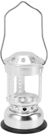 Tyenaza Tea Leuchten Kerzenhalter Laterne, tragbare Hängekerzenlaterne Lampe für Innenlampen im Freien im Freien Camping Nacht Fischerei Silber Aluminiumlegierung