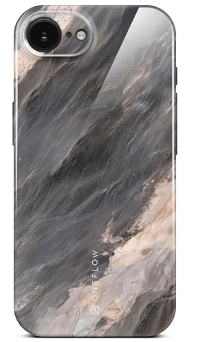 ONEFLOW Bliss Cover für iPhone 16e Hülle in Marmor Optik, Designer Case Handy Schutzhülle mit Kameraschutz, Muster Hardcase Glitzer Handyhülle marmoriert, Stein Grau
