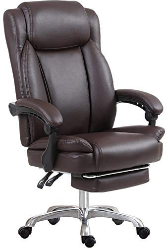 QUSYZD Sessel, Home-Office-Schreibtischstuhl, 150° verstellbares Design, hohe Rückenlehne, Chefsessel, Hebe-Drehstuhl, Tragkraft 200 kg, Schwarz/Braun,