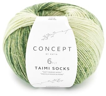 Stofftreff Santi Sockenwolle 6-fach von Katia TAIMI SOCKS Concept - 75% Merino Superwash, 25% Polyamid (Grün-105)