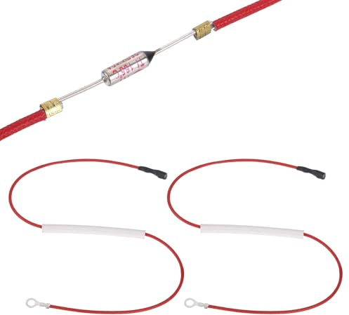 sourcing map 2Pcs Universal Rice Cooker Temperature Fuse, 165°C 10A 250V Metal Thermal Fuse with Terminal and Ring Terminal Fiberglass Sleeving for Electric Pressure Cooker Repair Part