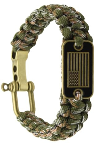 Paracord Armbänder - 550 Cord Survival Armband, Bronze US Flag Spirit Armband für Männer mit verstellbarem Bügel, inspiriertes Outdoor-Accessoire für Veteranen, Wandern, Camping und Alltag