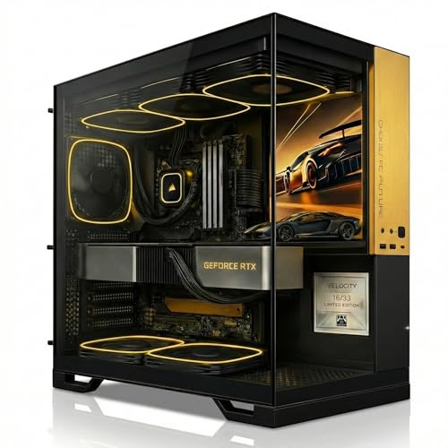 Desktop Computer - Premium Line from Limited Edition™ - Ryzen 8 Core CPU - 1TB NVME SSD - VR Ready Gaming - Professional Use (RTX 5070 12GB, Velocity Fire - 16GB RAM)