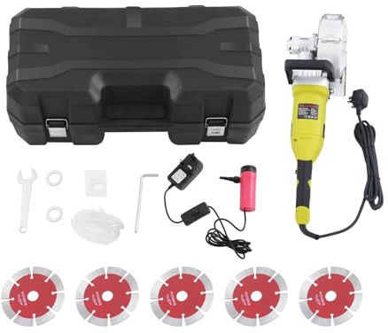 Wall Chaser 4000W Dust-Free Wall Grooving Machine 5 Removable Blades Electric Wall Groove Cutting Machine with Adjustable Cutting Depth & Width, for Reinforcement, Marble, Red Bricks, Walls