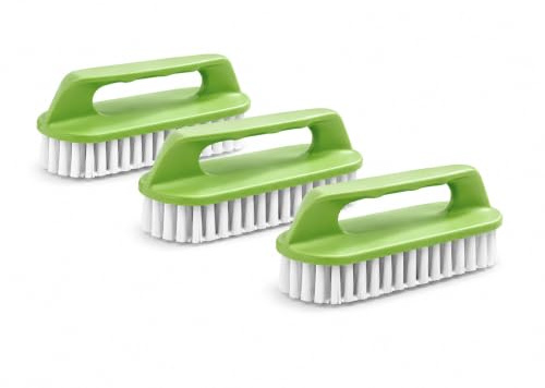 3 Pack Heavy Duty Multifunctional Scrub Brush - Comfort Grip & Stiff Bristles Scrubbing Brushes, Multi-Purpose for Bathroom, Kitchen, Floor, Tiles & Sink, Ergonomic Grip for Deep Dirt & Grime Removal