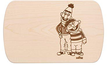 Frühstücksbrettchen Ernie & Bert aus Naturholz – Holzbrett mit Ernie & Bert Motiv – Personalisierbar mit Namen & Gravur – für Kinder & Erwachsene