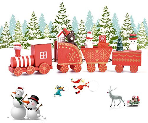 EKKONG Weihnachtszug Decor Spielzeugeisenbahn,Weihnachtszug Geschenk,Weihnachten Neujahr Deko Dekoration Ornament für Kinder Mädchen Junge Spielzeug Geschenke Tassenhalter der WeihnachtsZug (rot)