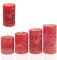 Candelo Set de 4 velas rústicas para Navidad, velas de Adviento de color rojo de 8/10/12/14 cm, velas de pilar
