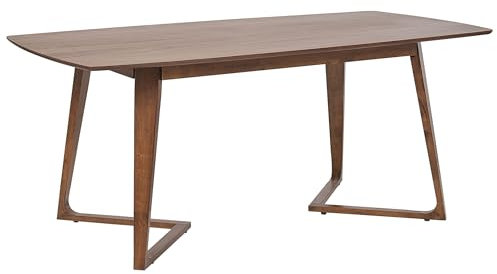 Beliani Table de Salle à Manger Design Effet Bois Foncé 180 x 90 cm 6 Places Idéale pour Salon ou Cuisne au Style Moderne Rétro et Scandinave