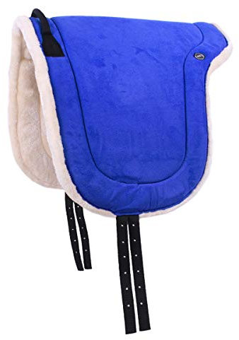 QHP Bareback Pad mit Kunstfell und Haltegriff (Shetty, Kobaltblau)