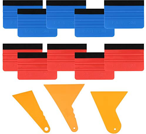 Kit di 13 spatole in feltro per auto, 10 spatole in feltro con raschietto dritto, raschietto rotondo e raschietto triangolare, strumento per la colorazione dei vetri dell'auto in vinile