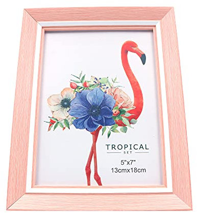 CENPEK Cadre photo en bois avec verre pour affichage de bureau et montage mural (13,2 x 18,2 cm) (rose)