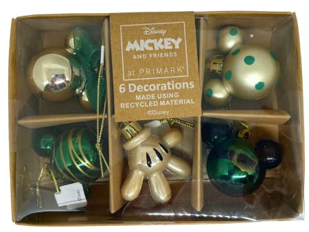 Mickey Mouse Weihnachtskugeln, grün, 6 Stück