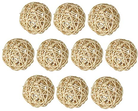 Easnea Rattan-Kugeln aus Weidengeflecht, groß, 50 mm, Deko-Kugeln für Schüsseln, Basteln, Vasen, Couchtischdekoration, Hochzeitsfeier, Dekoration, natürliche Farben, 10 Stück