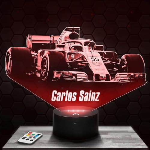 Nachttischlampe - Touch-Nachtlicht Formule 1 F1 - C. Sainz 3D-LED-Lampe Illusion, Geschenkidee Weihnachten Geburtstag Junge und Mädchen Nachttischlampe Kinder- oder Erwachsenenzimmer TOP