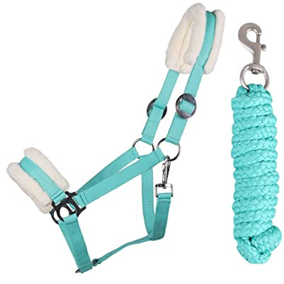 ARBO-INOX Halfter-Set Starter mit Kunstfell Halfter und Führstrick (Full WARMBLUT, TÜRKIS)