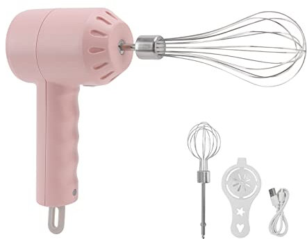Elektrischer Schneebesen, vertikaler Buttermixer, kabelloser Sahnebesen, 3 Geschwindigkeitswechsel, automatischer Milchaufschäumer, abnehmbarer Milchshake-Mixer(Rosa)