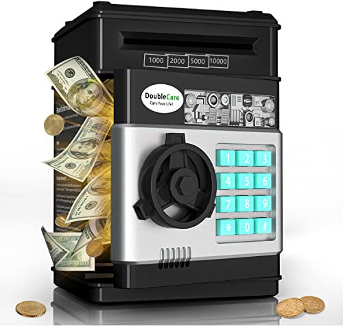 Elektronisches Spardose Safe für Kinder Tresor, Geldbank mit Passwort, Coole Mini-Geldautomaten-Sparschwein, Münzdose, Auto-Scroll-Geldsafe, tolles Geburtstagsgeschenk für Mädchen and Junge