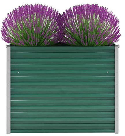 Yumeng Garten-Hochbeet, Pflanzkübel, Kräuterbeet, Hochbeete-kit, Schneckenzaun, Pflanztrog, Pflanzgefäße, Pflanzfolie Für Hochbeet,Teichbecken, Verzinkter Stahl 100x40x77 cm Grün