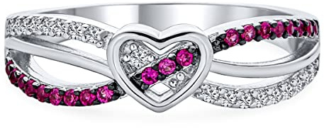 Romantic Danity CZ Accent Cubic Zirkonia Twisting Intertwined Bands Pink Infinity Promise Heart Ring für Frauen .925 Sterling Silber