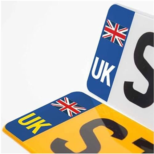 stika.co 2 Sets of Road Legal United Kingdom Symbol Car Reflective Vinyl Stickers, Number Plate Decal for European Roads After Brexit - UK Flag Stickers (2X Front + 2X Back)