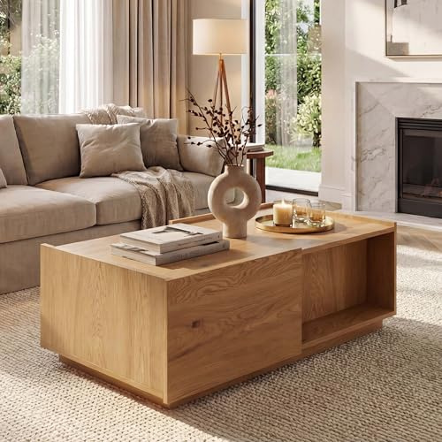 Mendler Couchtisch HWC-J78 MDF Schublade 110x50x40cm - Eiche-Optik | Wohnzimmertisch, Beistelltisch, Sofatisch