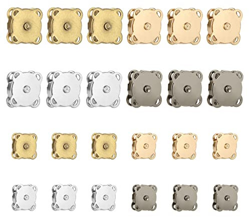 24 Sets Magnetverschluss Taschen 14mm und 18mm Magnetknöpfe zum Annähen 4 Farbig Magnete zum Einnähen 2 Größen Magnetknöpfe Ohne Nähen Magnetische Knöpfe für Taschen Nähen Handwerk Kleidung