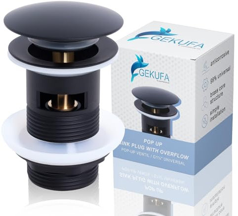 Bonde de Lavabo aevc Trop Plein Universelle,Bonde de Lavabo Pop Up, Bonde Clic Clac,Bonde Pop Up, Noir
