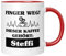 TassenTicker - Tasse mit Spruch Personalisierung - Finger weg! Dieser Kaffee gehört - Wunschname - Namenstasse - Kaffeetasse - Geschenk für Büro Arbeit - Kollege Kollegin - Kaffeesüchtig (Rot)