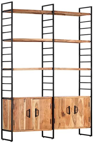 ZQQLVOO Bücherregal 4 Etagen 124x30x180 cm Massivholz Akazie, Aufbewahrung DVD + CD-Regal, Schlafzimmer, dekorativ Bücherregal, Freistehendes Regal