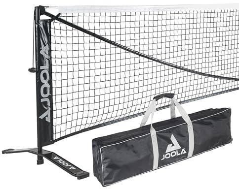 JOOLA Pickleballnetz Pickleball Net mit Stahlrahmen, Strapazierfähiges PPVC-Netz, Outdoor/Indoor, inkl. Tragetasche 9 kg, Schwarz 670 cm x 91,44 cm