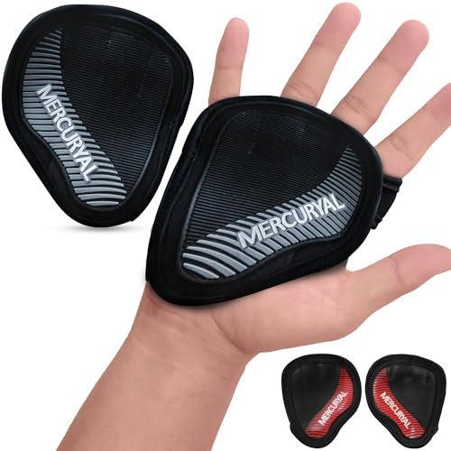 MERCURYAL Pack 2 Fitness Griffpolster Griffpads für Klimmzüge - klimmzug Handschuhe - Griffpads Krafttraining - griffpolster Kraftsport – Neopren Grip Pads - Alternative für Handschuhe (Grau, S)
