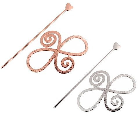 Vintage Keltischer Knoten Haarspange Clip Barrettes Dutt Halter Clips 2 Stk | WUDQIJI Keltische Haarspange für Frauen Lange Haarnadel Dekorative Haarschmuck Für Mädchen(Silber,Gold)