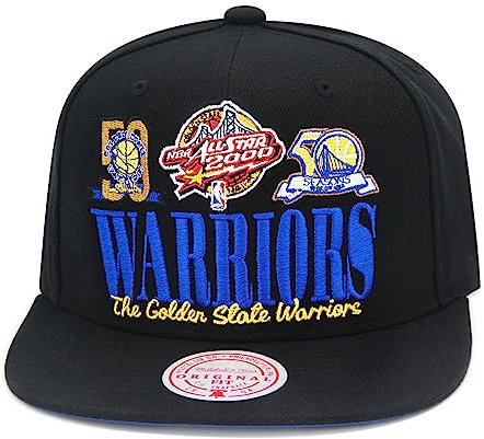 Mitchell & Ness Golden State Warriors NBA Reframe Retro Snapback Hat Cap - Schwarz, Schwarz, Einheitsgr��e