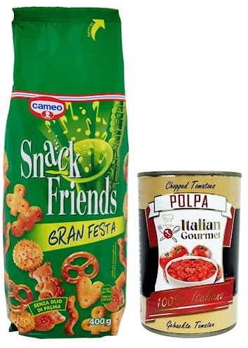 Italian Gourmet Snack Friends Gran Festa snack salati 1 x 400g Brezel-Mix | Assortimento croccante da condividere; knusprige Auswahl für Party, Aperitif, Gesamtnettogewicht 400 g + Kostenlos Polpa 400g