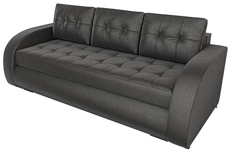 BROMARKT Schlafsofa CORANA - Sofa mit Schlaffunktion und Bettkasten, Bettsofa, Couchgarnitur, Couch, Sofagarnitur, Bett (h85 x t99 x b238 cm, Kronos 34 Grau)