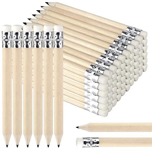 UOMTREO 34 lápices de golf con gomas, mini lápices de madera de 4 pulgadas y medio corto, lápices redondos con horquilla previa para uso infancia para niños preescolares