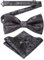 JEMYGINS Blau Paisley Fliege und Einstecktuch mit Manschettenknöpfe Sets für Herren,dunkelgrau
