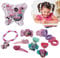 14PCs Minnie Mouse Hair Accessories Set, Christmas Beads Bracelet, Rings, Hair Ties with Charms, Xmas Hair Clips and Alligator Bow Clip, Girls Gift for Christmas 3+Y