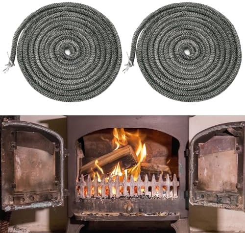Brelet Ofendichtschnur,2 Stück Ofen Dichtschnur Ofendichtung Feuerfest Türdichtung für Kaminofen für Kaminofen Kamin (6mm x 2.5m)