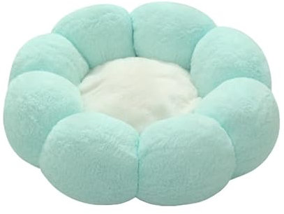 DOTBUY-SHOP Hundebet Rundes Katzenbett, Blumen Hundekissen Grosse Hunde Donut Kissen, Plüsch-Hundekorb Hundebett Waschbar, für Groß Hunde, Katzen und Herbst und Winter (40 cm,Türkis)