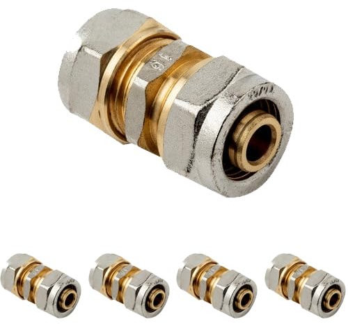 Suinga 5 x Manguito para Tubo multicapa de compresion 20 mm, sin necesidad de maquina prensadora, gris.