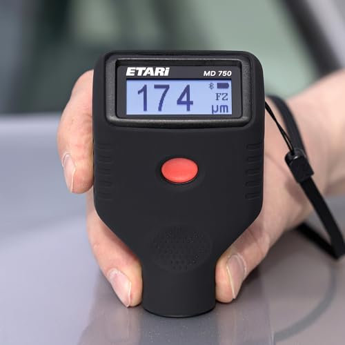 ETARI® MD-750 Auto Lack Schichtdickenmessgerät, Lackschichtenprüfer erkennt verzinkte Teile und metallische (magnetische) Spachtelmasse, 【 Sensor aus verschleißfestem Rubin 】+ kostenfreie App
