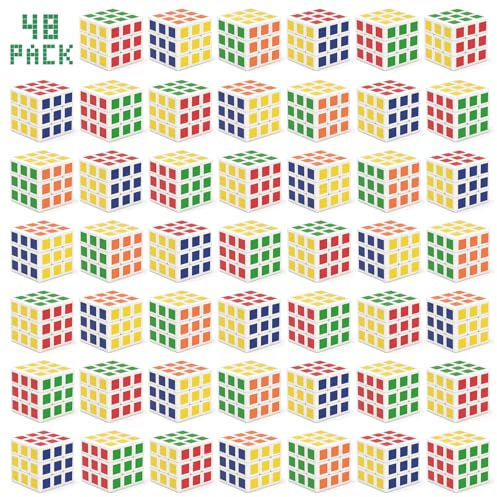 Vdealen Mini Zauberwürfel Set Speed Cube von Zauberwürfel Original Glattes Stickerless Magic Würfel für Kinder Schulbelohnungen & Klassenzimmerpreis für Studenten Geburtstagsparty-Dekoration(48 Pack)