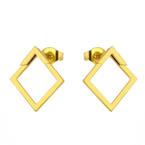KKJOY Wassertropfen Ohrstecker Edelstahl Geometrische Quadratische Ohrstecker Dreieck Ohrringe Schmuck Geschenk für Frauen Charming Ladies